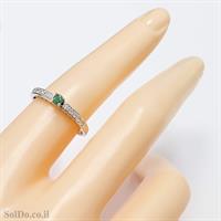 טבעת מכסף משובצת אבן אמרלד וזרקונים RG6076 | תכשיטי כסף 925 | טבעות כסף