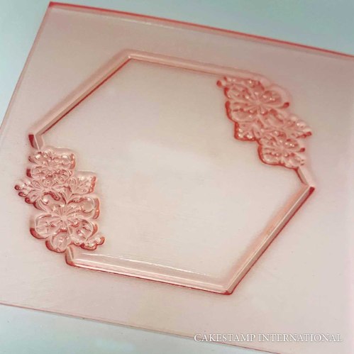 חותמת מסגרת 4|  מסגרת משושה עם פרחים ליצירה בבצק סוכר | מסגרת לסוכריות וקינוחים בהטבעה | חדש אתי דבש