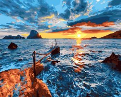 צביעה לפי מספרים - שקיעה על המזח