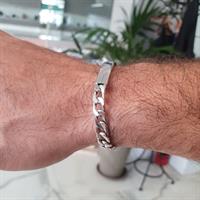 צמיד חוליות עם פלטה לחריטה לגבר זהב לבן איטלקי צהוב 14 קרט