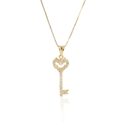 שרשרת זהב עם מפתח זרקונים