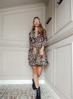 שמלת היילי מנומרת + מסכה מנומרת דו-צדדית מתנה