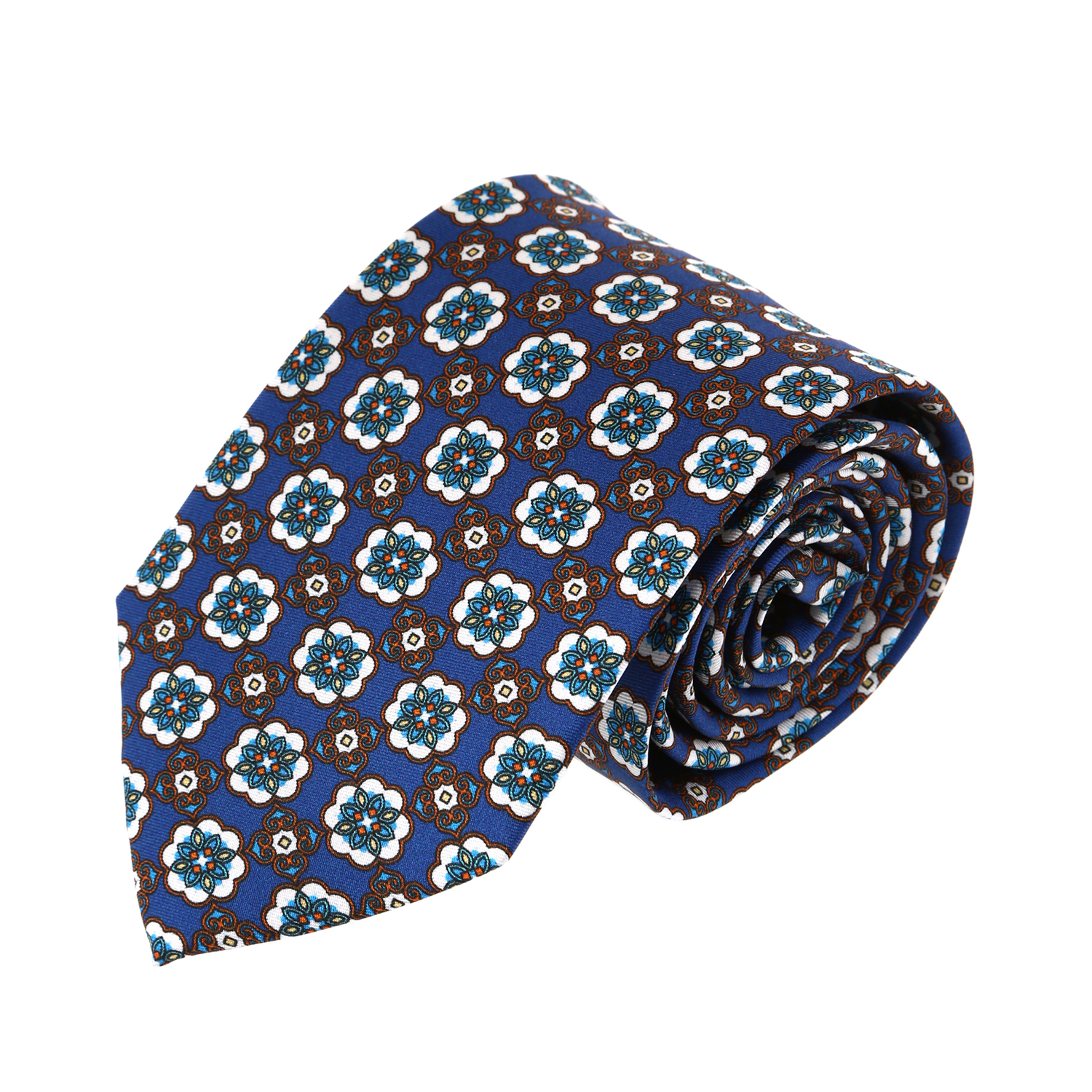 עניבה פרחים סימטרים כחול רויאל