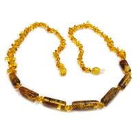 שרשרת ענברים בלטי מקורי לנשים צבע ירוק ודבש M2009