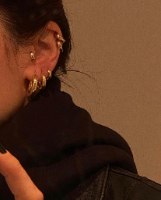 עגילי חישוק עבה זהב 14K S