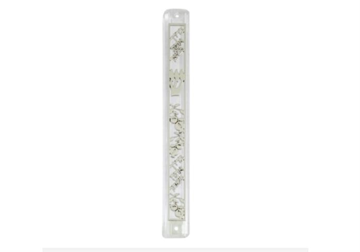 מזוזה פלסטיק שקופה פלקטה ברוך עם פקק גומי 15 סמ