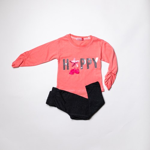 חליפת לייקרה פייטים ורודה בנות