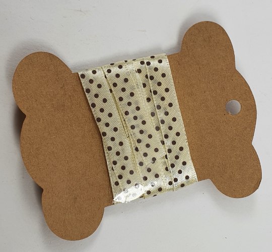 סרט סאטן 2 מטר - קרם נקודות חום 1.5 ס"מ