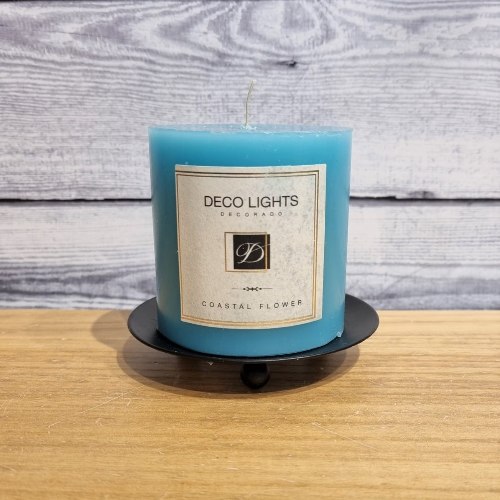 נר עגול 7/7 טורקיז בריח פרחי חוף