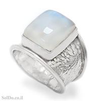 טבעת רחבה מכסף משובצת אבן מונסטון  RG6117 | תכשיטי כסף 925 | טבעות כסף