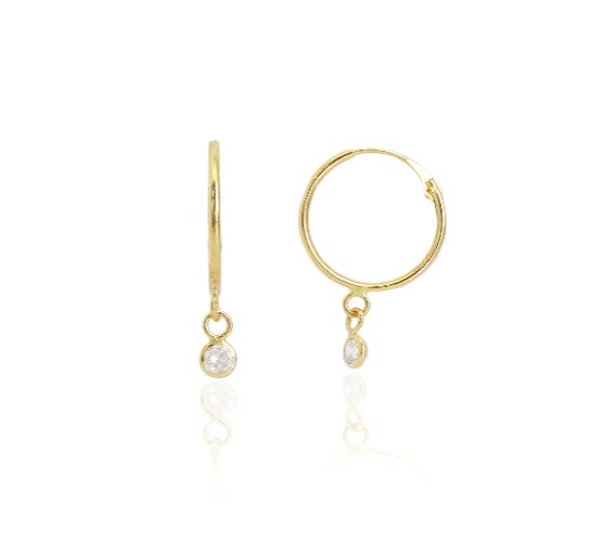 עגילי חישוק קטנים מזהב עם זרקונים