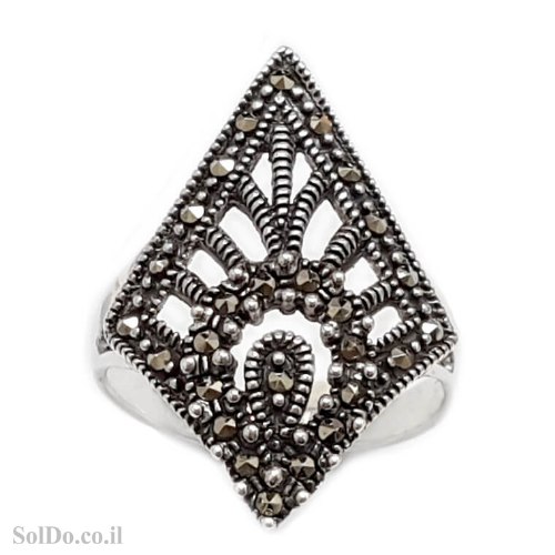 טבעת מכסף משובצת מרקזטים RG6218 | תכשיטי כסף 925 | טבעות כסף