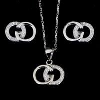 סט כסף עגילים ותליון משובץ זרקונים S1077