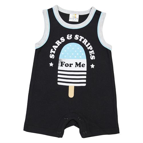 אוברול גופיה פסים וכוכבים שחור