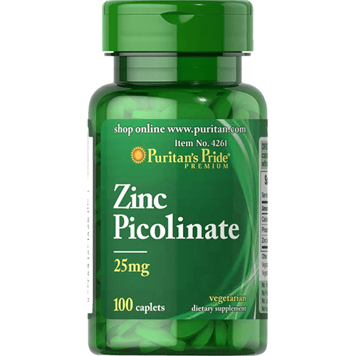 -- אבץ פיקולינט -- Puritan's Pride  ן מכיל 100 טבליות ן  25 מג