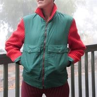 מעיל סקי סבנטיז ירוק אדום מידה L