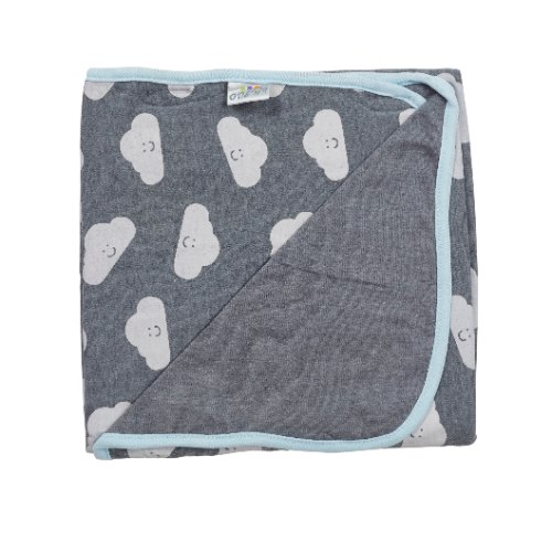 שמיכת עננים מחייכים אפור כהה מלאנג'