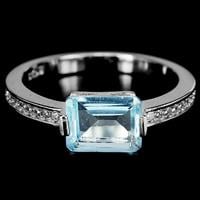 טבעת כסף משובצת טופז כחולה וזרקונים RG5658 | תכשיטי כסף 925 | טבעות כסף