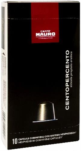 10 קפסולות תואמות נספרסו Caffe Mauro Centopercento