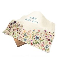 כיסוי לחלות רקום פרחים לשבת וחג