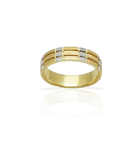 טבעת נישואין  משולבת צהוב ולבן מזהב 14 קאראט- דגם M39