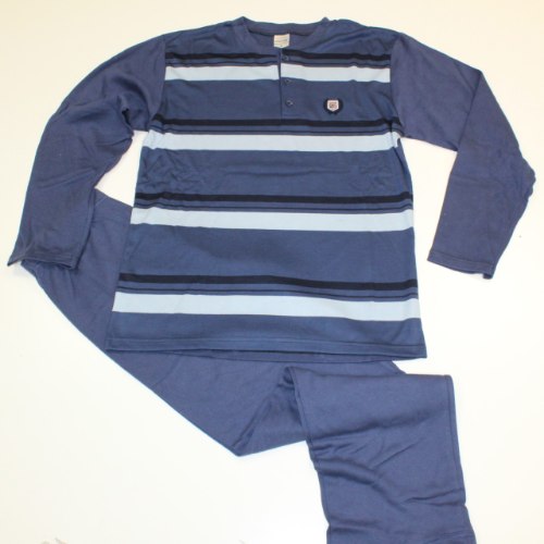 פיג'מה גבר אינטרלוק פסים כחול