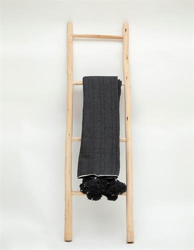 שמיכת פונפונים אפור כהה L