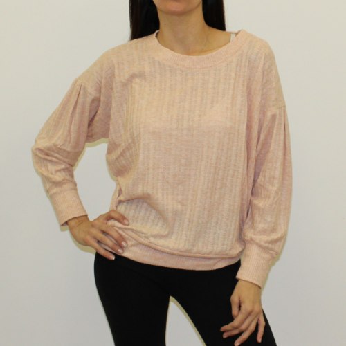 חולצה שרוול קפל מנג'ט ורוד