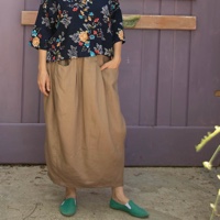 חצאית ארוכה מדגם אילה מפשתן בצבע חום