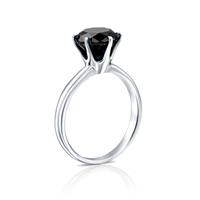 טבעת זהב לבן 14 קראט משובצת יהלום מרכזי שחור  BLACK ROCK