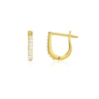 עגילי חישוק 1.2 סמ קטנים מזהב משובצים זרקונים