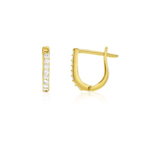 עגילי חישוק 1.2 סמ קטנים מזהב משובצים זרקונים