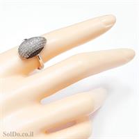 טבעת מכסף משובצת אבני זרקון שחורות ולבנות RG6058 | תכשיטי כסף | טבעות כסף