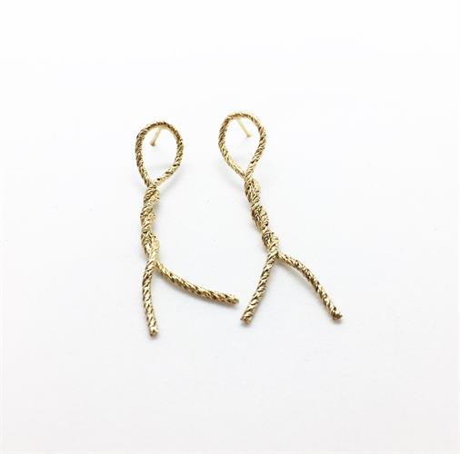 עגילי חבל דק בינוני זהב