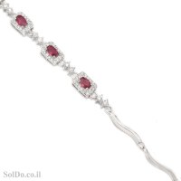 צמיד מכסף משובץ אבני רובי ואבני זרקון Z3144 | תכשיטי כסף 925 | צמידי כסף