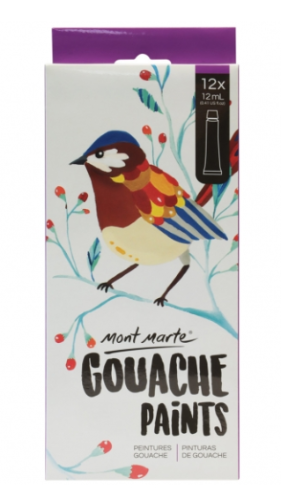 צבעי גואש בשפורפרת 12 מל' - 12 יח' MONT MARTE