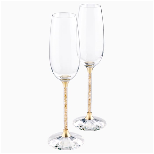 כוסות SWAROVSKI  CRYSTALLINE TOASTING FLUTES , GOLD TONE