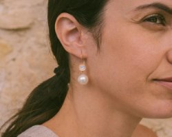 E-01 עגילי גולדפילד 14Kבשילוב אבני מונסטון ופנינה