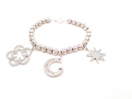 B-03 צמיד כסף עם תליונים (צ'ארמים) תלויים - אות לבחירתך