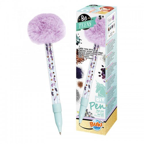 יצירת עט נוצצים עם פונפון - סגול  BE TEENS