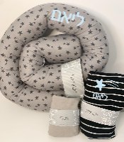 לולי שבלולי אפור בהיר- נחשוש מכותנה אורגנית- 2 מטר- עם חוטים מיועדים לקשירה למיטה