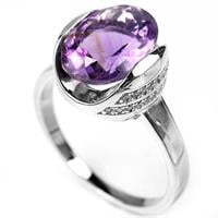 טבעת כסף משובצת אמטיסט סגול וזרקונים RG5615 | תכשיטי כסף 925 | טבעות כסף