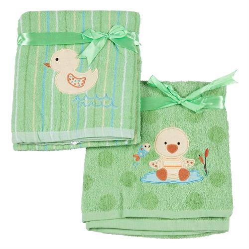 זוג מגבות פליטה לתינוק - ירוק