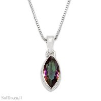 תליון מכסף משובץ מיסטיק טופז T6206 | תכשיטי כסף