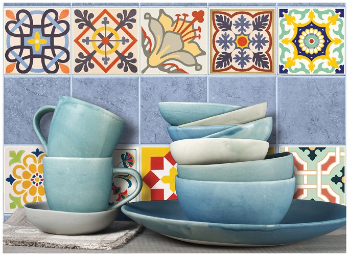 מדבקות לאריחים 10*10 ס''מ צ'ירפול דגם 1282