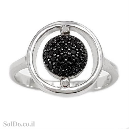 טבעת מכסף משובצת אבני זרקון שחורות RG1609 | תכשיטי כסף | טבעות כסף
