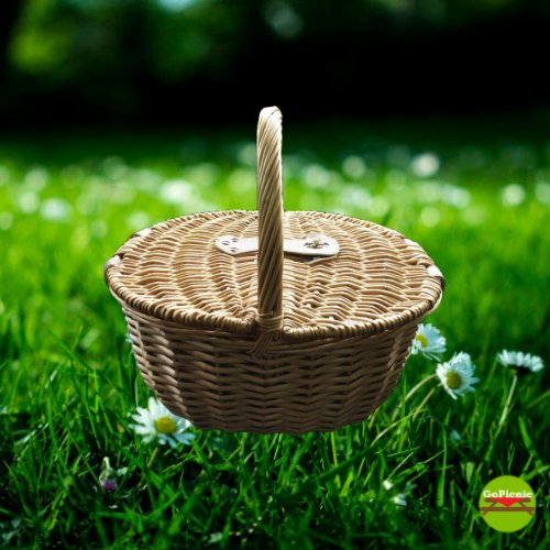 סלסלת פיקניק עם מכסים חומה עם צידנית מובנית