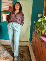 ג'ינס באגי טורקיזי מופלא מידה S/M