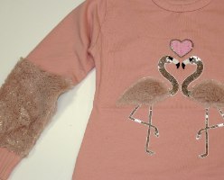 טוניקה בנות שילוב פרווה ורוד עתיק