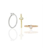 טבעת כדורי זהב וזרקון בחיתוך טיפה טבעת טיפה